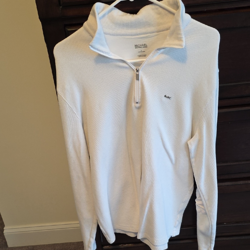 Michael Kors Cream Zip-Up Sweater
